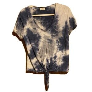 T.La Anthropologie Size Small Multicolor Tie Dye Knot Front Scoop Neck Blouse